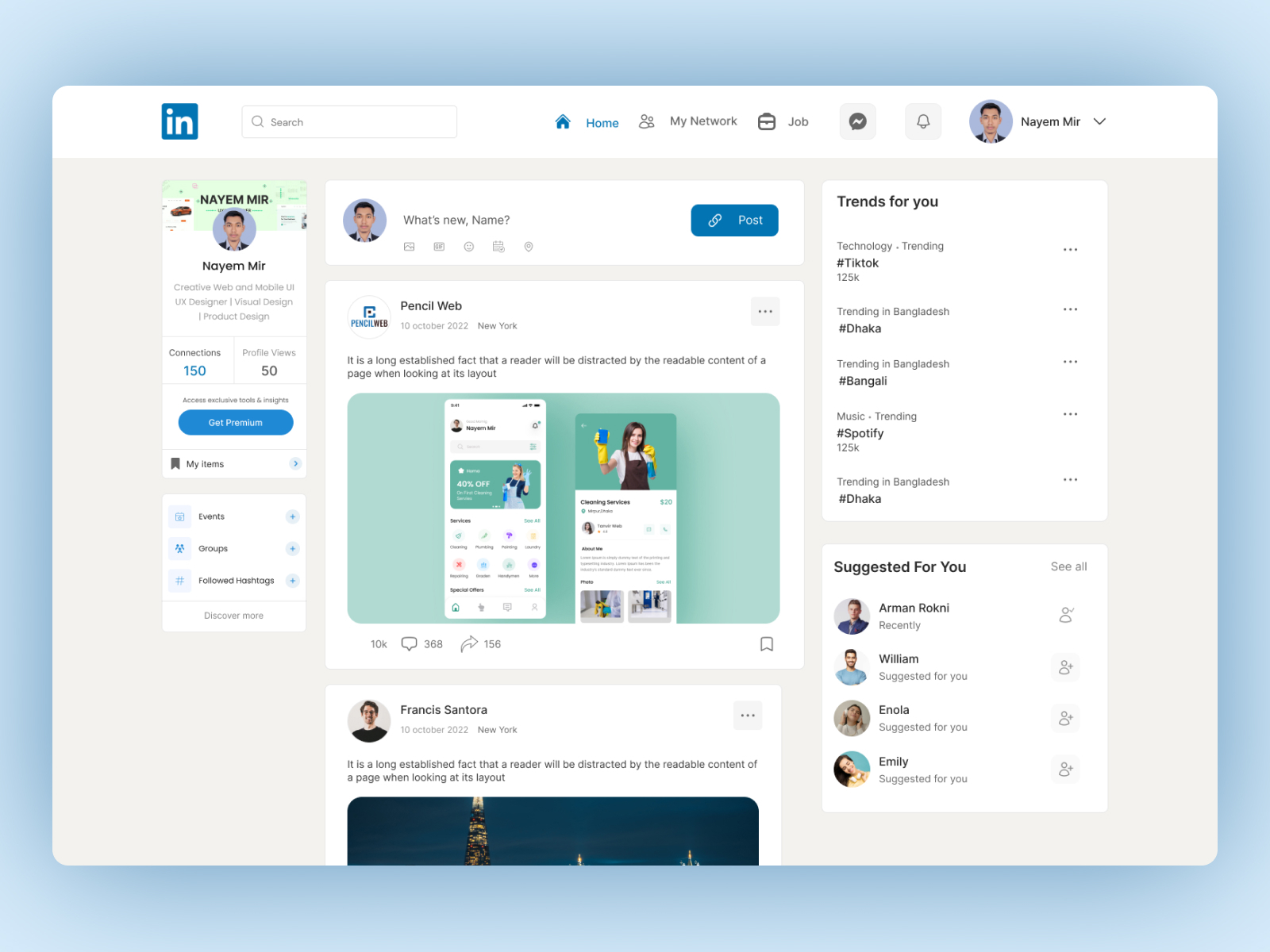 LinkedIn Redesign Challenge by Nayem Mir on Dribbble