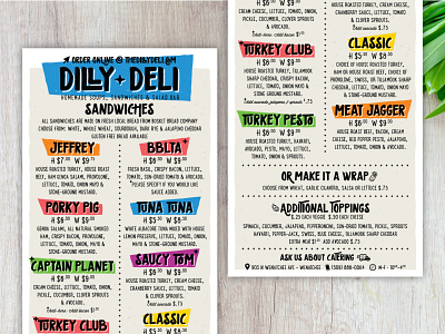 Dilly Deli Menu delivery menu retro sandwich vintage wenatchee