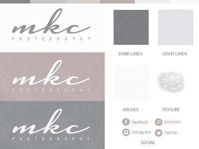 MKC Photography brand guide logo patterns photography rebrand soft style