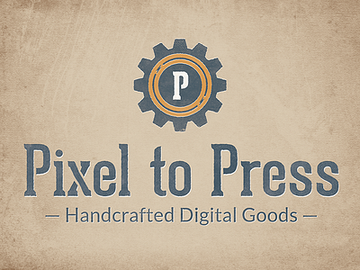 Pixel to Press Logo brand cog digital goods logo pixel