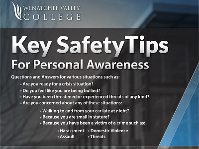 Key Safety Tips Poster awareness college community poster safety tips