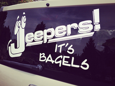 Jeepers! It's Bagels bagels diecut logo sticker typogrpahy