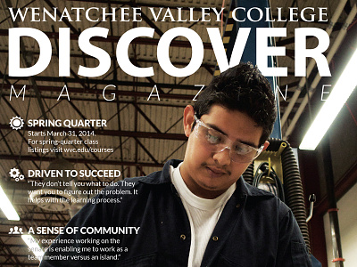 Wenatchee Valley College Discover Magazine Cover - Spring 2014