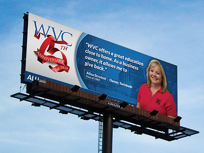 WVC Alumni Billboard anniversary billboard college sign valley wenatchee