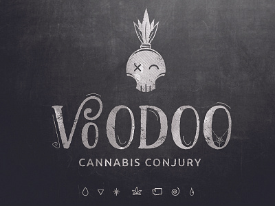 Voodoo cannabis logo magic marijuana scull tiki topical voodoo