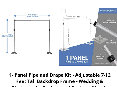 1- Panel Pipe and Drape Kit - Adjustable 7-12 Feet Tall Backdrop by ...