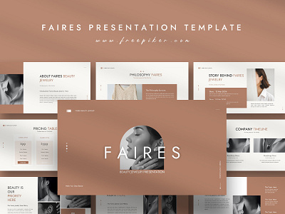 Faires Beauty Jewelry PowerPoint Template deck design fashion graphic design minimal pitch powerpoint pptx presention