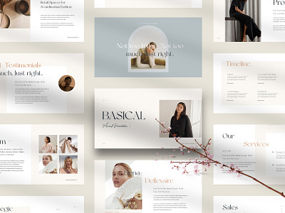 Basical Powerpoint Template deck design fashion graphic design marketing minimal pitch powerpoint social