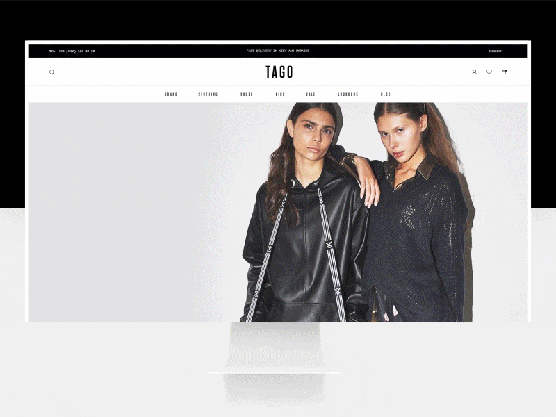 Tago online store. Animation fashion blvk white shoes store shop online shop ui ux
