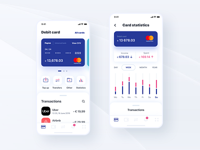 Fintech app banking banking app cards design fintech illustration ui ux white