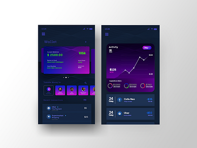 Card Page of a finance app. ui ux website