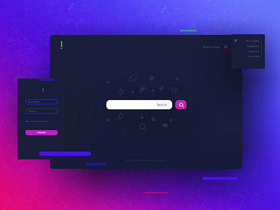 Icon Search Page and Login Page search search box search engine ui uidesign userinterface ux ux ui ux design website