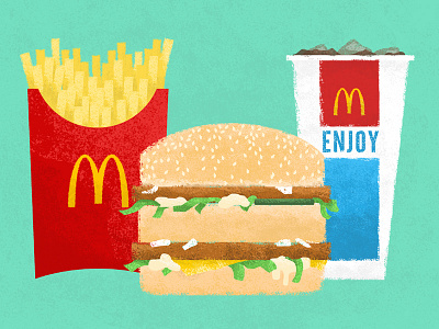 Mc D art burger coke design flatdesign food fries photoshop texture