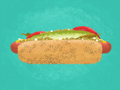 Chicago Dog adobe chicago design flatdesign food graphics hotdog photoshop