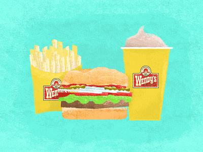 Wendy's art burger coke design flatdesign food fries photoshop texture
