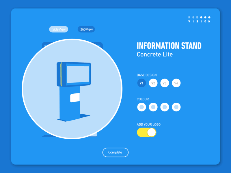 Info Stand Views 2d app customization design draft flat illustration product ui ux vector