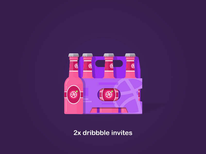 Six Pack Of Dribbble 2d animated animation beer design dribbble flat gif invites vector