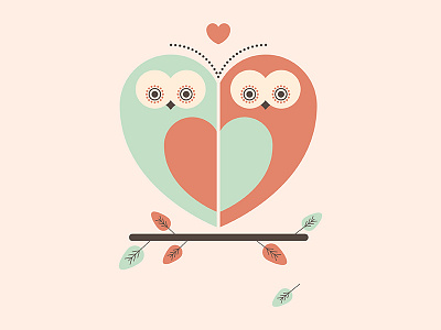 Owls in Love character illustration owls