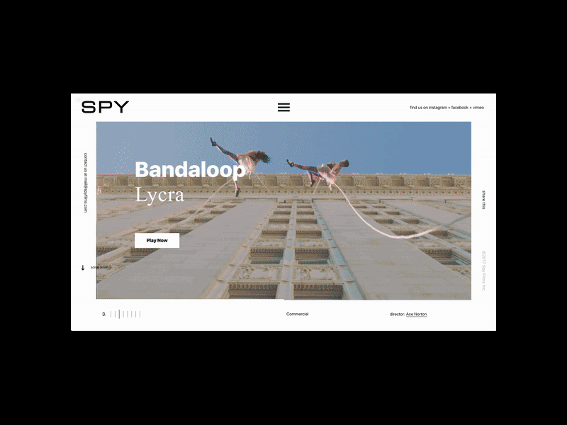 Spyfilms Landing Black Bg animation design desktop development film graphic minimal slider type ui ux