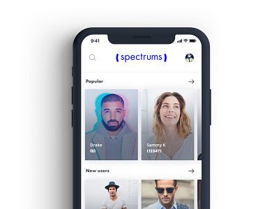 Spectrums - Discovery Page app app apps application appdesign apple drake drizzy iphonex local personal profiles search six social toronto ui 100 uidaily uidesign uidesigner ux ui ux design