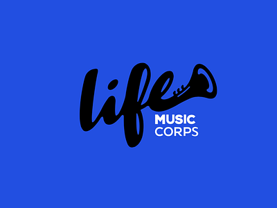 Life Music Corps branding icon illustration instrumentos logo music musica musical musical instrument trumpet trumpeta vector