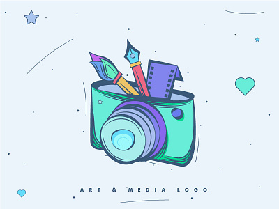 artmedia logo art brush camera film identity logo media movie video