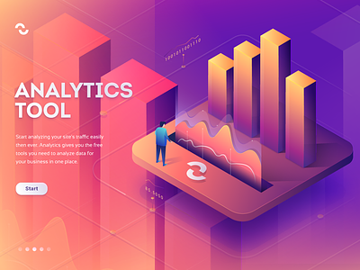 Analytics Tool 3d analytics hero image illustration isometric product statistics uiux webdesign
