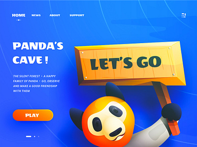 Panda's Cave - Gaming web header 3d illustration app design gaming illustration landing page sports uiux vector webdesign website