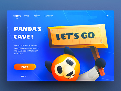 Panda's Cave 3d button design gaming hiwow illustration kids landing page panda sports uiux vector vr web website concept website homepage