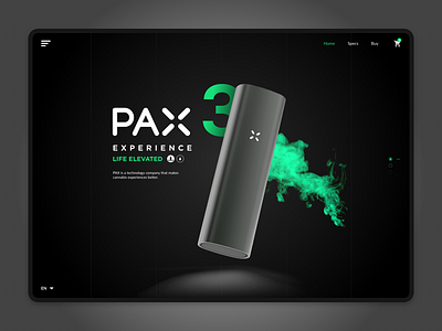 Pax 3 exploration cannabis landing ui ux design vape weed