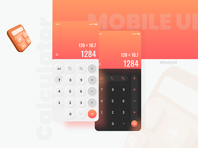 Mobile app calculator - Daily UI 3d design graphic design icon illustration ui ux vector