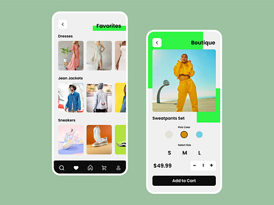Shopping App app fashion favorites page product page shopping app ui ux