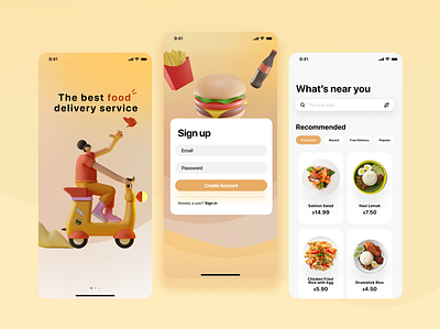 Food Delivery Mobile App - Landing Page and Sign Up app delivery design figma food icon landing page sign up page typography ui ux