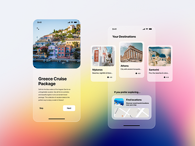 Travel Cruise Mobile App Glassmorphism app appui appux cruise design figma travel travelapp ui ux