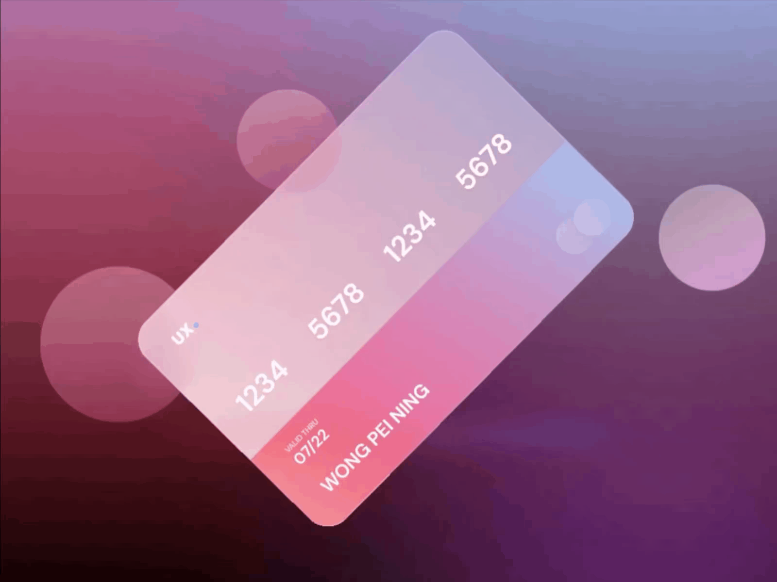Glassmorphism Credit Card Animation animation app appui appux design figma motion graphics ui ux