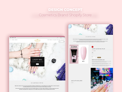 Luxury Nail Shop - Cosmetics Store Concept branding cms consumer products cosmetics design dropshipping ecommerce freelance landing page niche product page shopify ui web design website