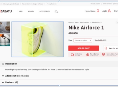 E commerce website page