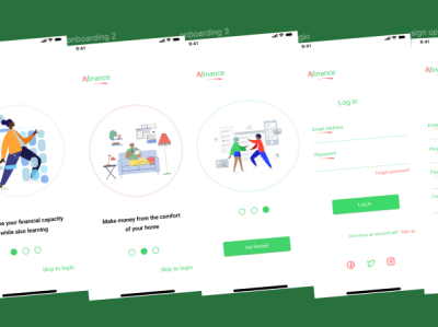 A fintech onboarding page and sign in page design icon illustration typography ui ux vector