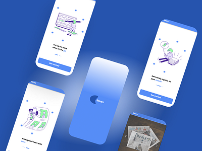 A news app onboarding page app branding design icon illustration logo typography ui ux vector