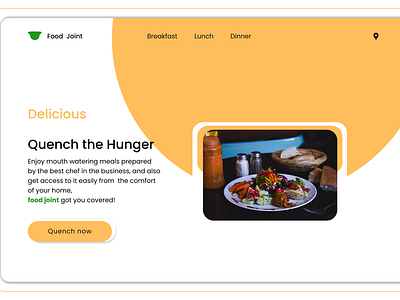 A food ordering website landing page