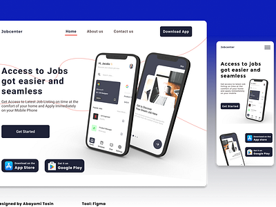 A job search app website interface