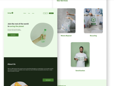 Vamp(a waste recycling website concept) landing page design