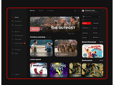 A movie streaming website ui concept