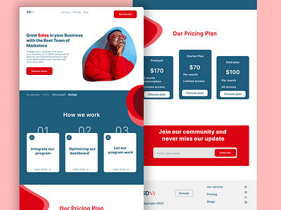 An online saas marketing platform website landing page ui