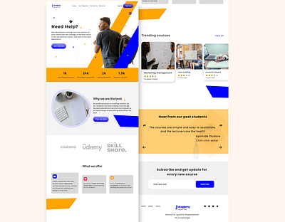 The academy Landing page design branding design graphic design icon illustration logo typography ui ux vector