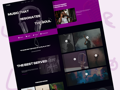 A music streaming app landing page ui branding design graphic design icon illustration logo typography ui ux vector