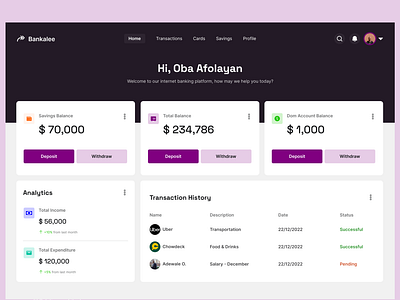 Finance Dashboard Concept