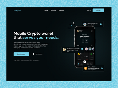 A mobile wallet website hero section design design icon illustration logo typography ui ux vector