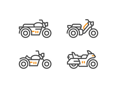 Motorcycles Icons color flat icon line motorcycle outline scooter symbol