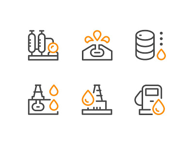 Oil Icons color flat icon industry line oil outline symbol